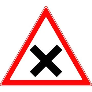 Road sign intersection of equivalent roads. Vector image. Stock Illustration
