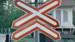 Railroad Level Crossing Sign Without Bar Stock Video Pond5