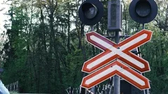 Railroad Level Crossing Sign Without Bar Stock Video Pond5