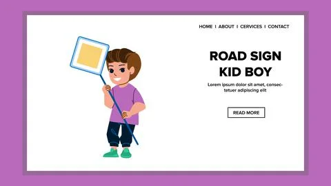 Road sign kid boy vector イラスト素材