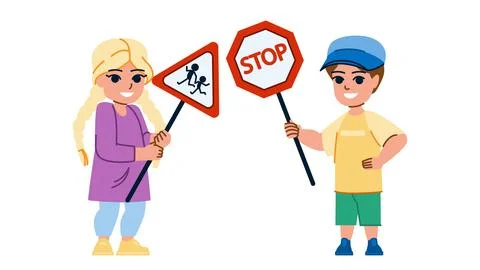 Road sign kid vector 스톡 일러스트