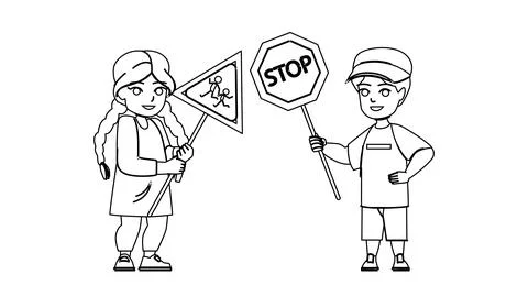 Road sign kid vector Stock Illustration