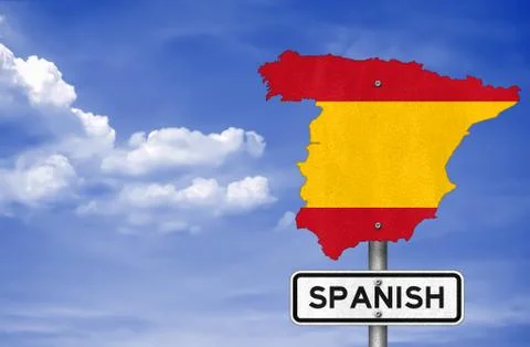 Road sign with the map of Spain Stock-Illustration