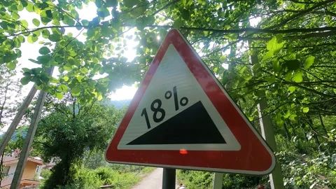 Road sign on a mountain road Stock Footage 154861155