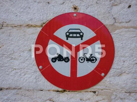 Road sign no entry of marked vehicles. Stock Image #202169271