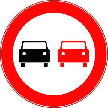 Road sign overtaking is prohibited. Stock Illustration