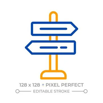 Road sign pixel perfect two color line icon Stock Illustration
