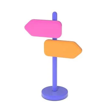 Road Sign Post Web Icon Sign with Different Directions. 3d Rendering Stock Illustration