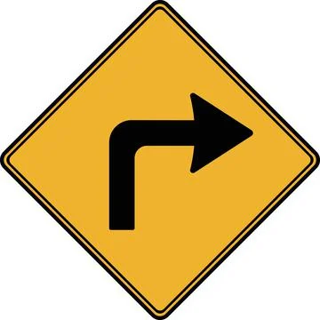 A road sign, a sharp right turn. Vector image. Illustrazione stock