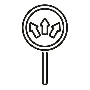 Road sign showing multiple arrows symbolizing direction choice Illustrazione stock