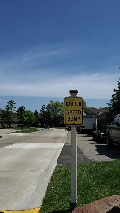 Road Sign Speed bump Stock Footage 241043670