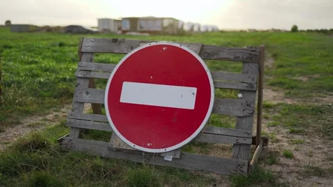 Road sign stop brick. Entry is prohibited. Video stock 254889576