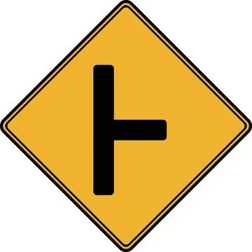 A road sign, t shaped intersection. Vector image. Stock Illustration