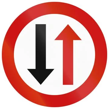Road sign used in Greece - Priority for oncoming vehicles Stock Illustration