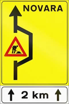 Road sign used in Italy - Detour Stock Illustration