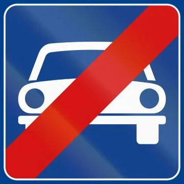Road sign used in Italy - end of motor vehicles only Stock Illustration