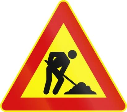 Road sign used in Italy - roadworks Stock Illustration