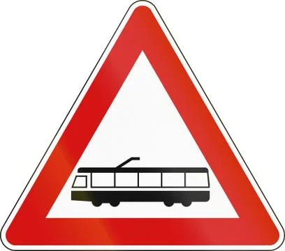 Road sign used in Italy - tramway crossing Stock Illustration