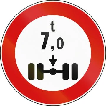 Road sign used in Italy - Vehicles over 7 tons per axle not allowed Ilustração Stock