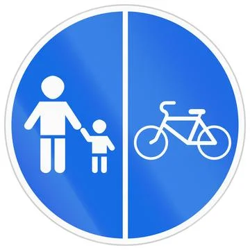 Road sign used in Lithuania - Cyclepath on the right, footpath on the left Stock Illustration