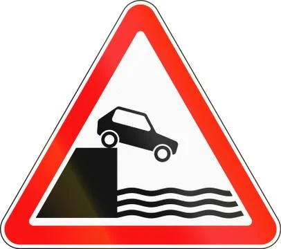 Road sign used in Russia - Unprotected quayside or riverbank Stock Illustration