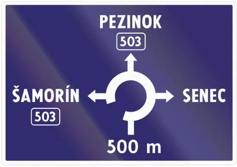 Road sign used in Slovakia - Advance information about intersection with roun Stock Illustration