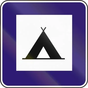Road sign used in Slovakia - Camping place Stock Illustration