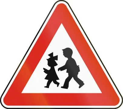 Road sign used in Slovakia - Children Illustrazione stock