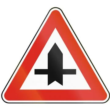 Road sign used in Slovakia - Intersection with minor road Stock Illustration
