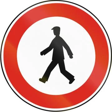 Road sign used in Slovakia - No Pedestrians Stock Illustration