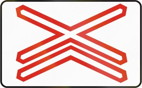 Road sign used in Slovakia - Warning cross for single track level crossing Stock Illustration