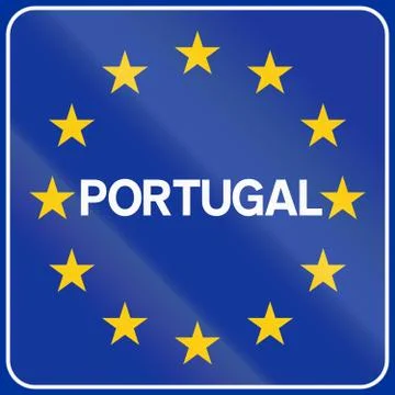 Road sign used in Spain at the border to Portugal Illustrazione stock