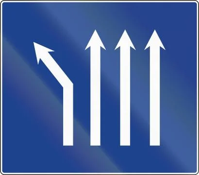 Road sign used in Spain - Fork left at four-lane road Stock Illustration