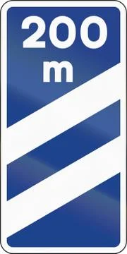 Road sign used in Spain - Highway exit distance marker Illustrazione stock