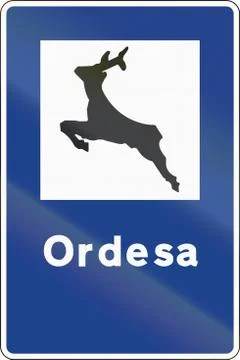 Road sign used in Spain - National Park Ordesa Ilustração Stock