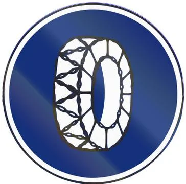 Road sign used in Spain - Snow chains mandatory Stock Illustration