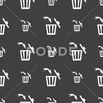Road sign warning of dangerous left curve icon sign. Seamless pattern on a gray Stock Illustration