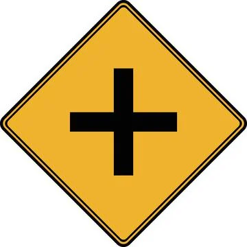 A road sign, a warning of the intersection of roads. Stock Illustration