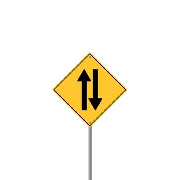 Road Sign Warning Two Way Traffic Stock Illustration