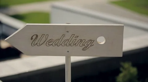 Road sign to wedding ceremony. Sequence 2 shot Stock Footage 41250604