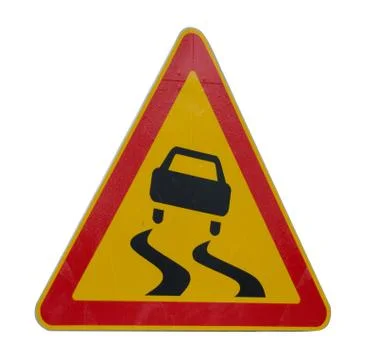 Road Sign On White Background Foto stock