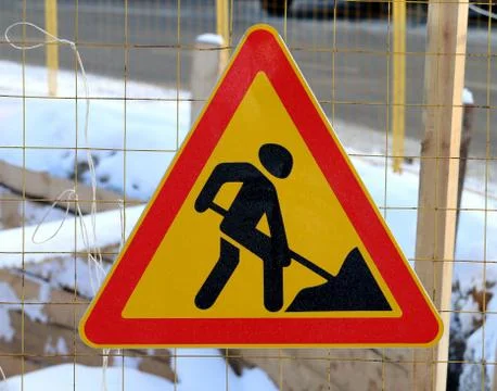 Road sign of work Stock Photos
