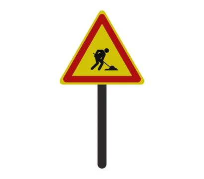 Road sign work in progress on white background Stock Illustration