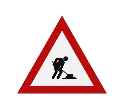 Road sign work in progress on white background Stock Illustration