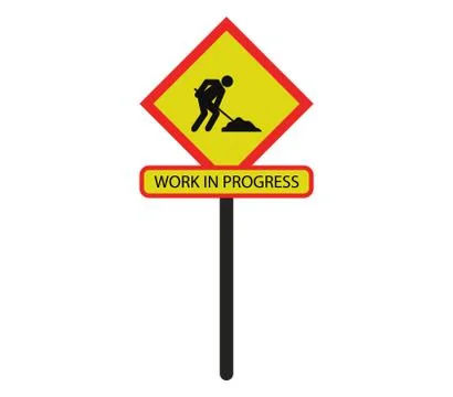 Road sign work in progress on white background Stock Illustration