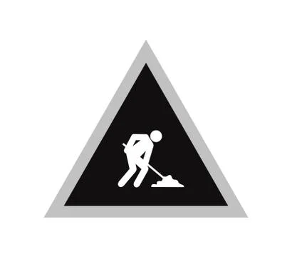 Road sign work in progress on white background Illustrazione stock
