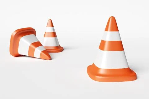 Road signal cone 3d rendering Stock Illustration