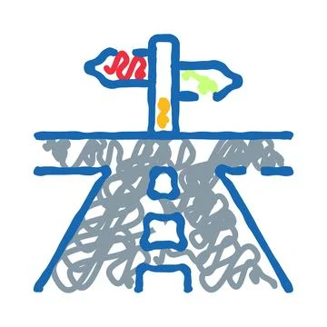 Road signpost indicating different directions and paths Stock Illustration