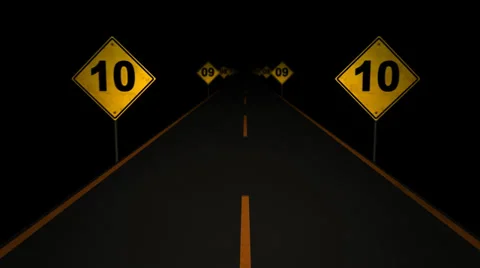 Road Signs Countdown 02 Stock Footage 31357982