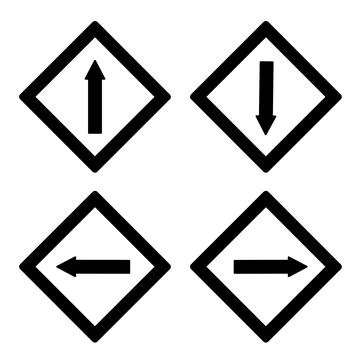 Road Signs with Directional Arrows. Vector Icons. Forward, Backward, Left, .. Stock Illustration